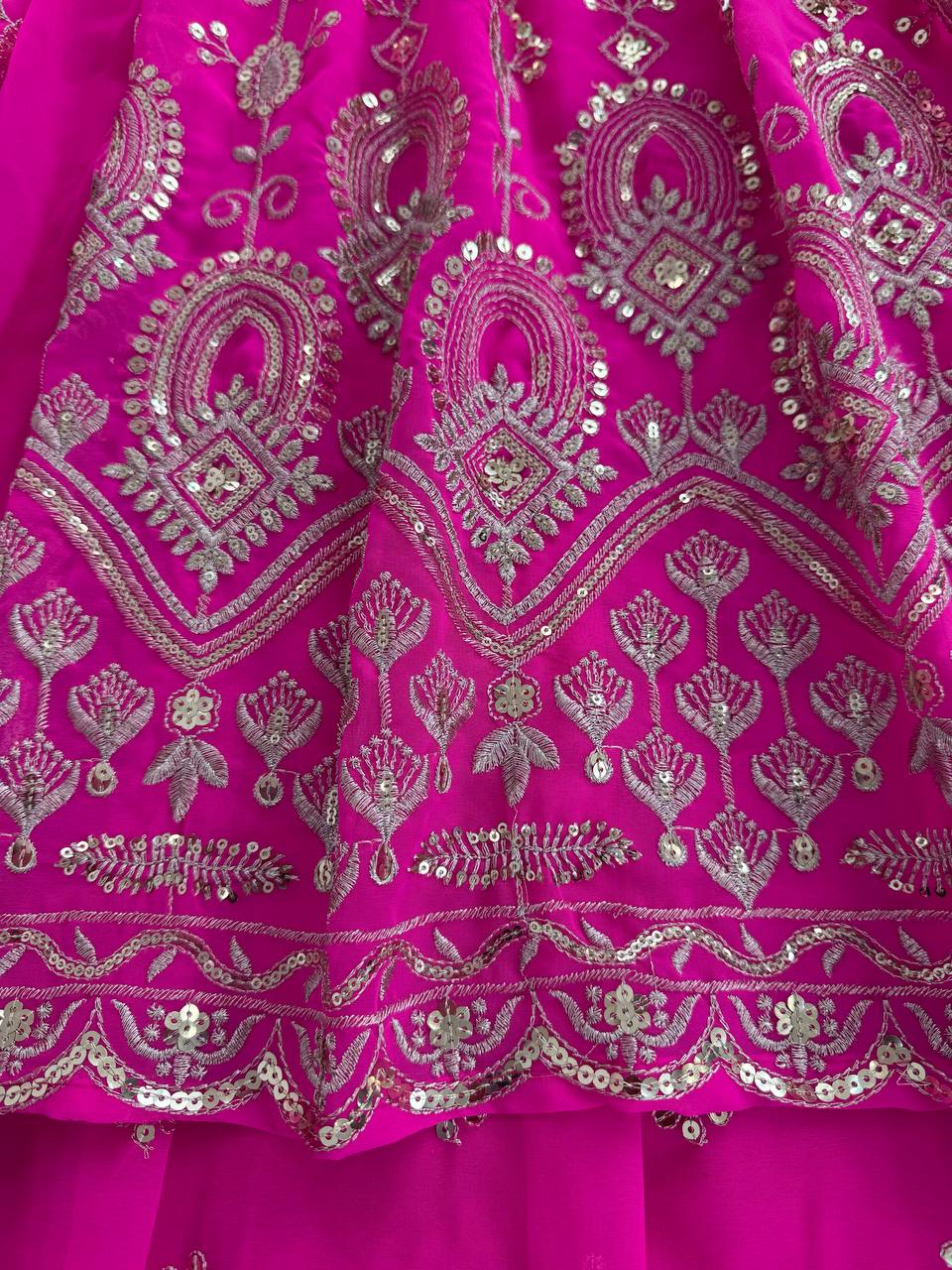 Festival Special Embroidered Georgette Pink Party Wear Stitched 3 Piece Set