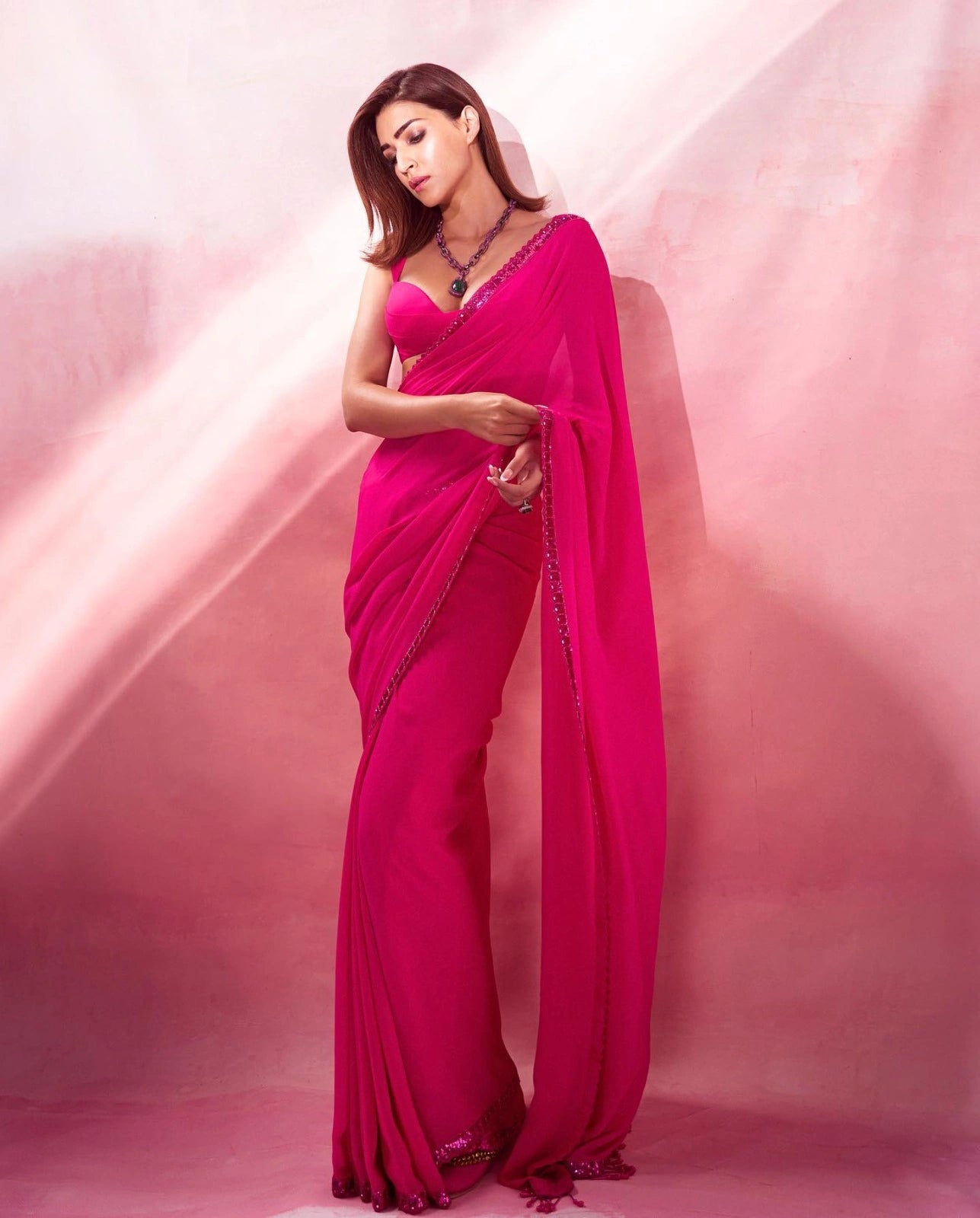 Kriti Sanon's rani pink saree