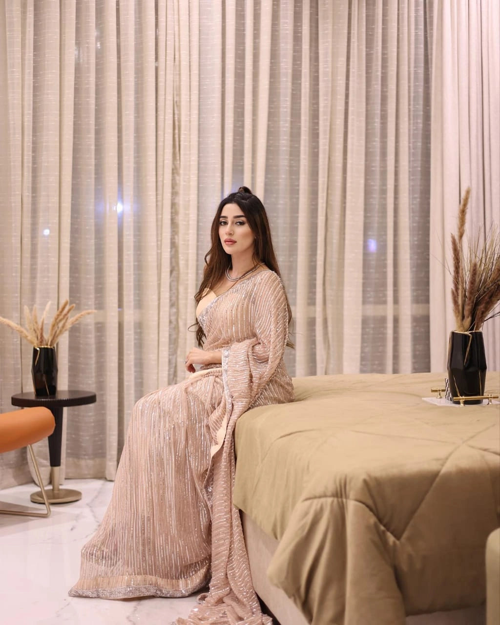Beautiful Seqwance Georgette Saree