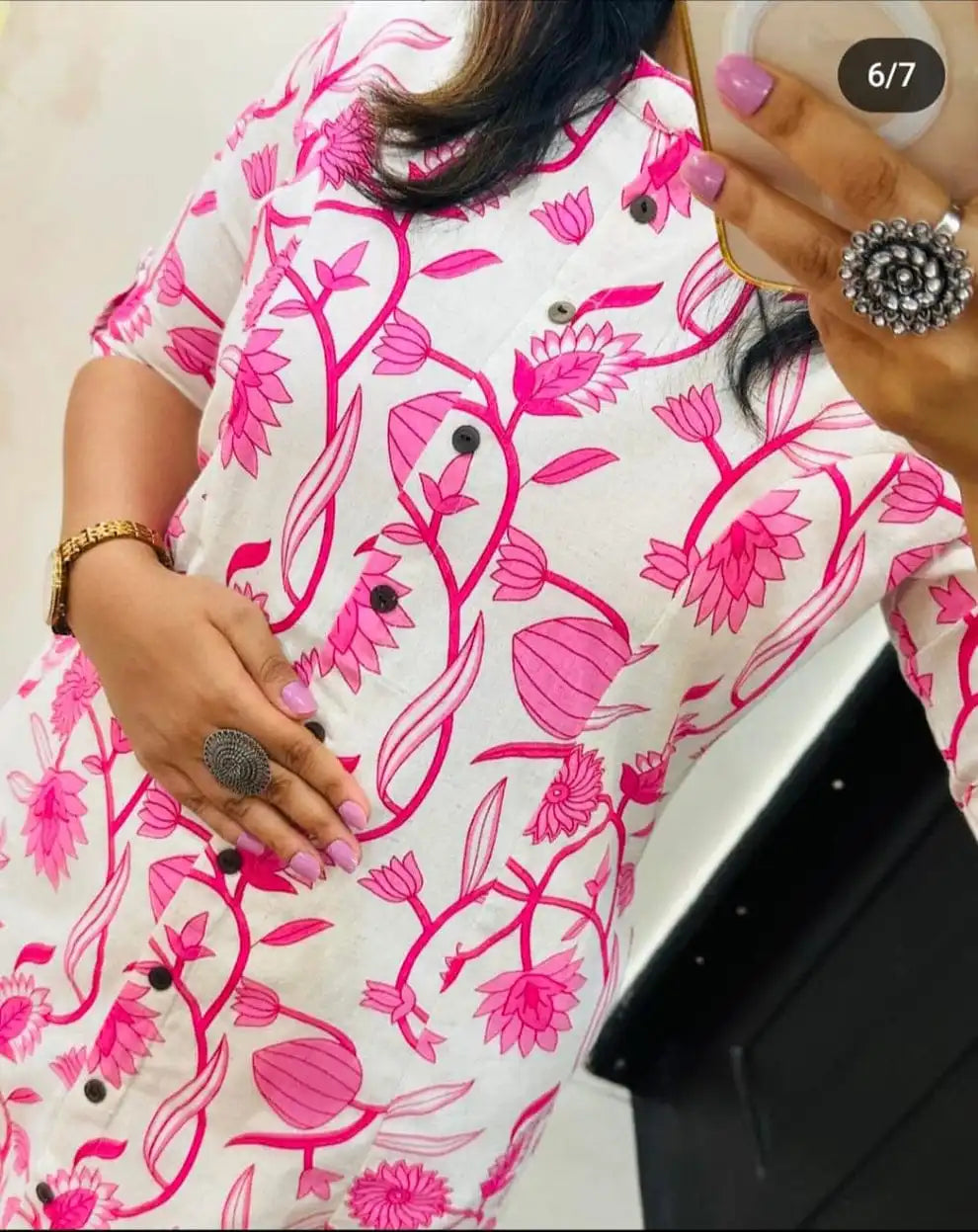 SUMMER SPECIAL PINK RAYON COTTON CO-ORD SET