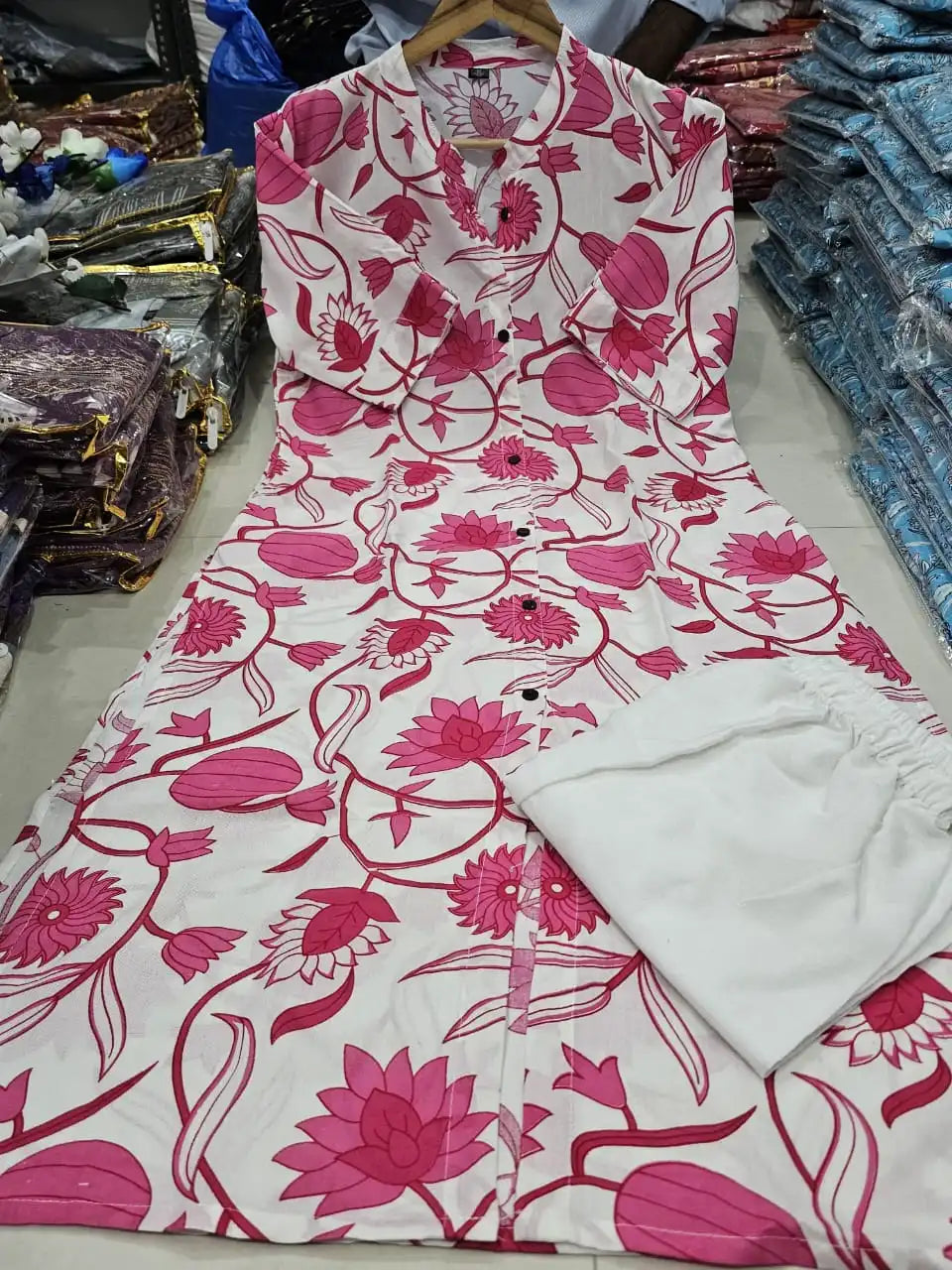 SUMMER SPECIAL PINK RAYON COTTON CO-ORD SET