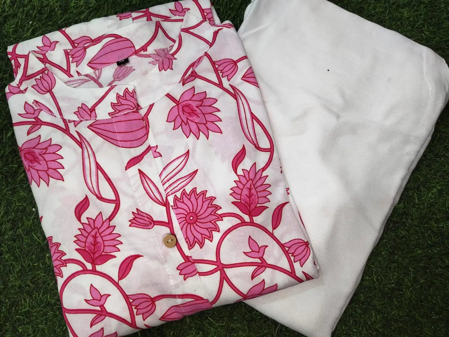 SUMMER SPECIAL PINK RAYON COTTON CO-ORD SET