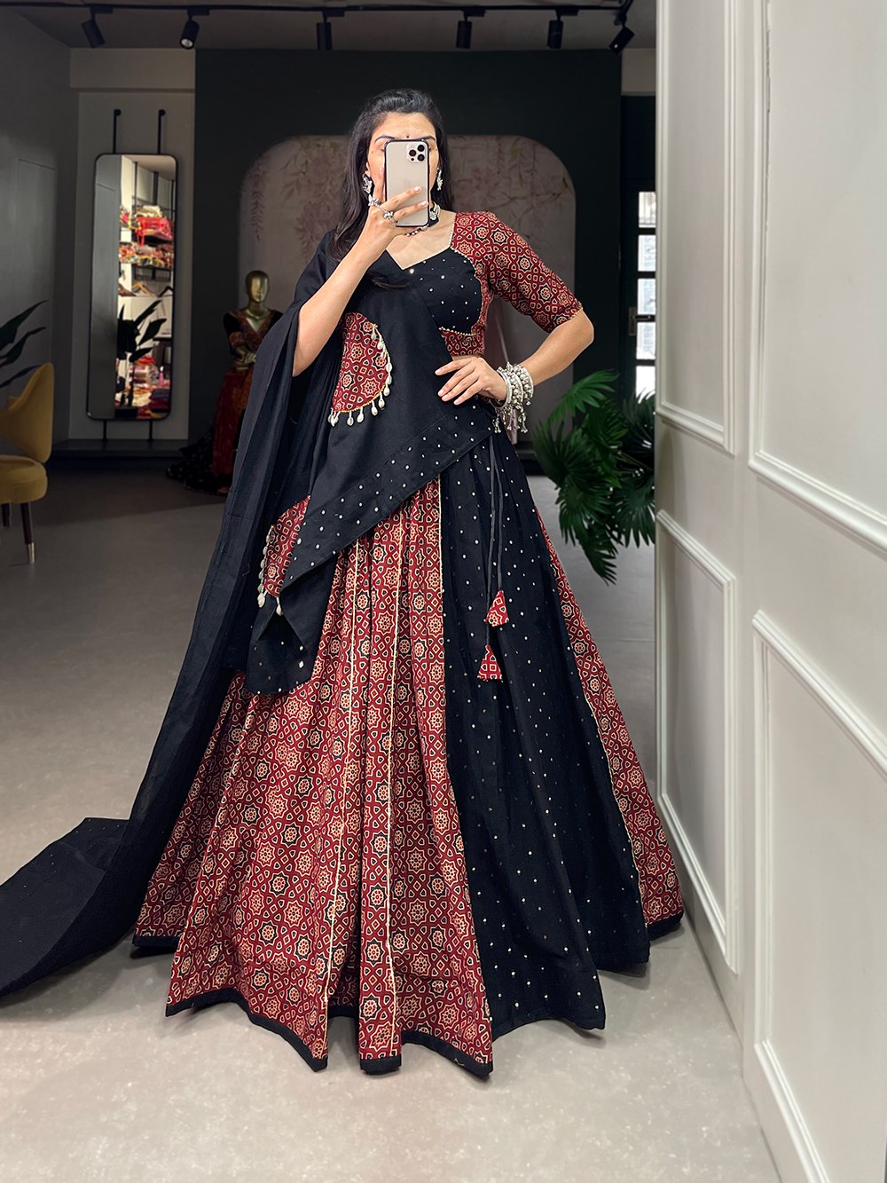 Real Mirror Work Pure cotton flared kodi work Lehenga Choli