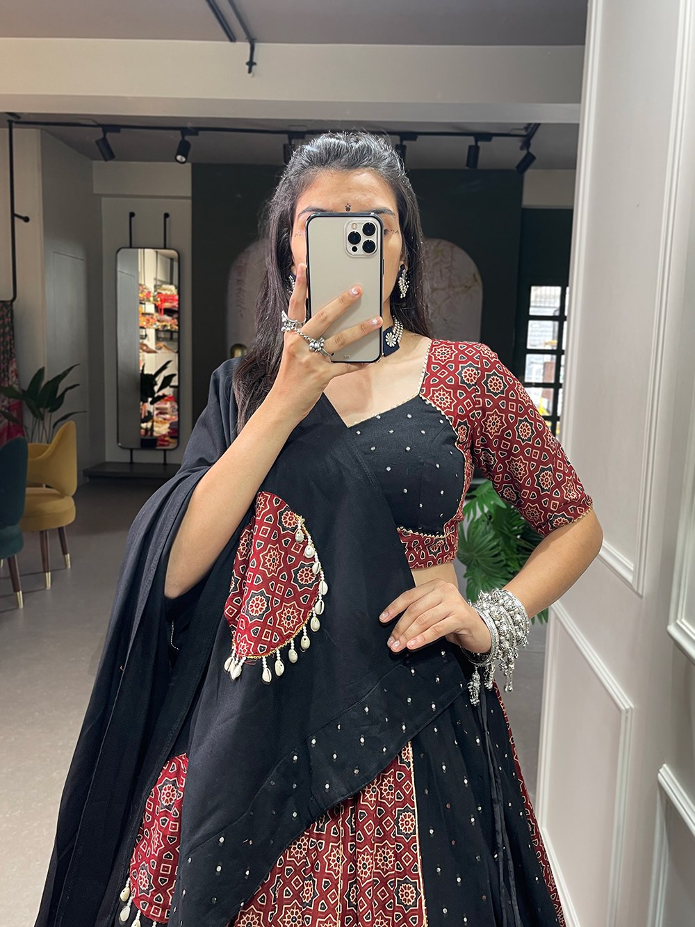Real Mirror Work Pure cotton flared kodi work Lehenga Choli