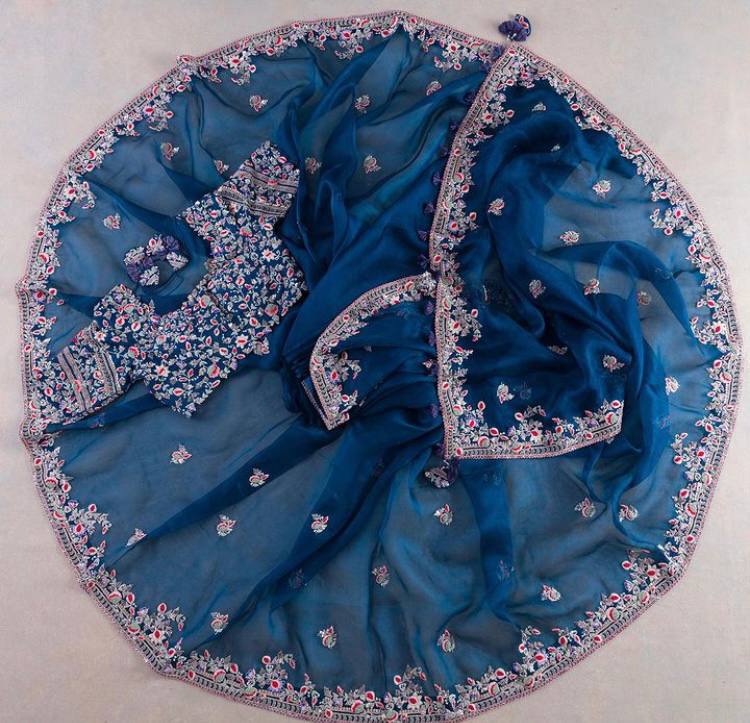 Blue Soft Rangoli Silk Sequence Work Saree With Blouse