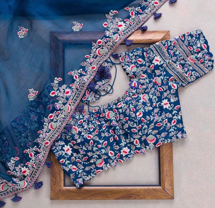 Blue Soft Rangoli Silk Sequence Work Saree With Blouse