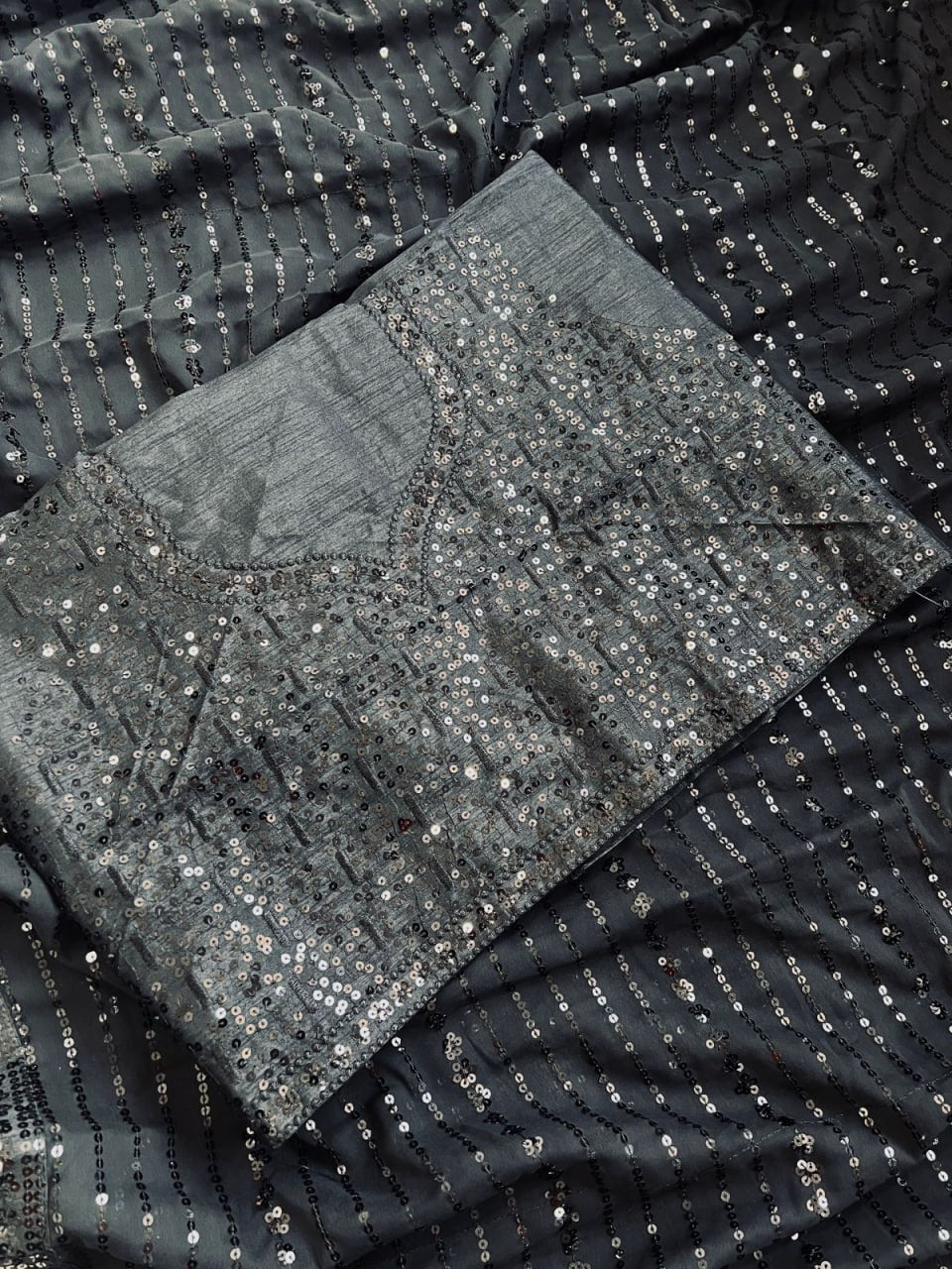 Elegant Black Georgette Saree