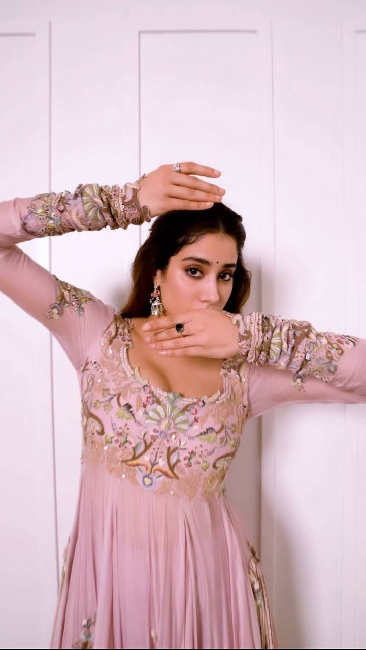 Designer Embroidered Gown With Pant and Dupatta Set