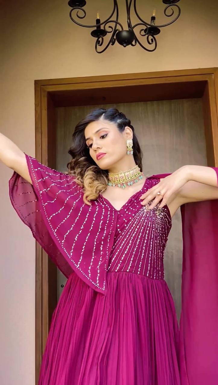 Wine Indo-Western Dress Online