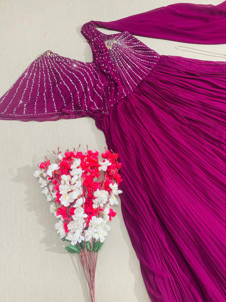 Wine Indo-Western Dress Online
