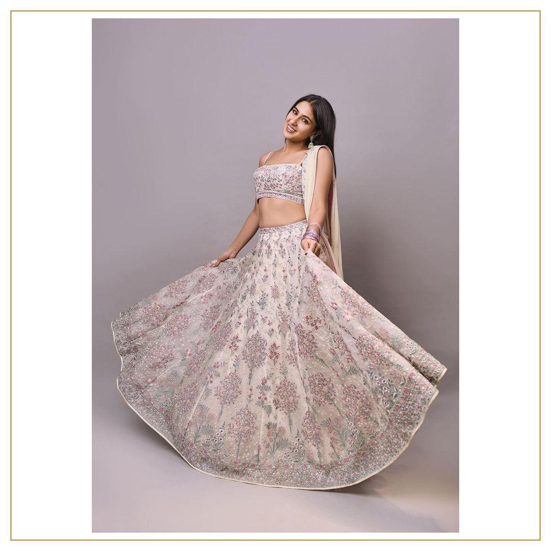 Buy Cream Color Lehenga online in India