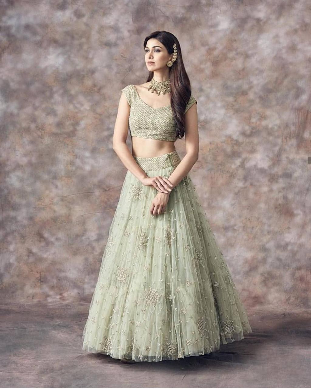 Aqua Green Embroidered Lehenga Choli With Dupatta