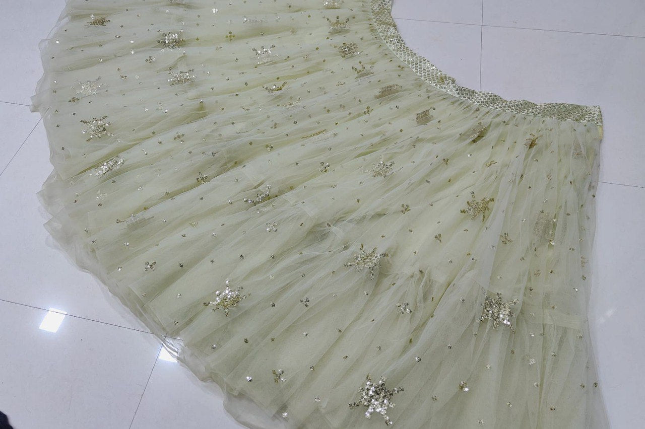 Aqua Green Embroidered Lehenga Choli With Dupatta