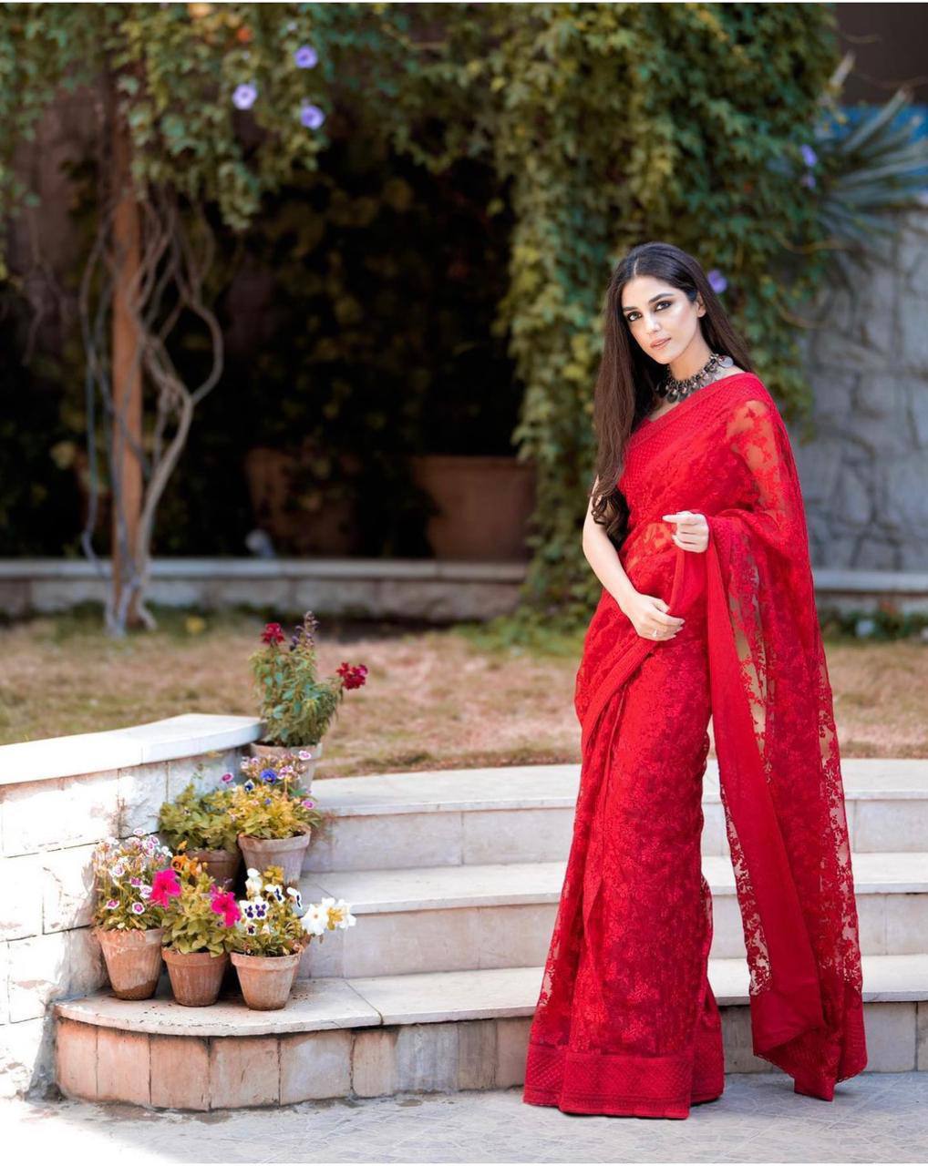 Buy Red Net Saree Online at Best Price in India