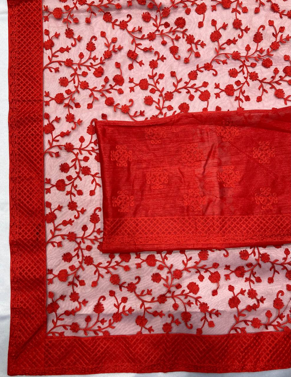 Buy Red Net Saree Online at Best Price in India