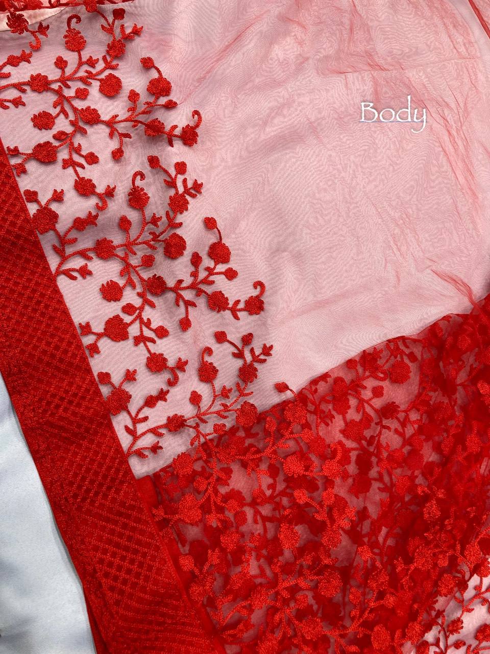 Buy Red Net Saree Online at Best Price in India