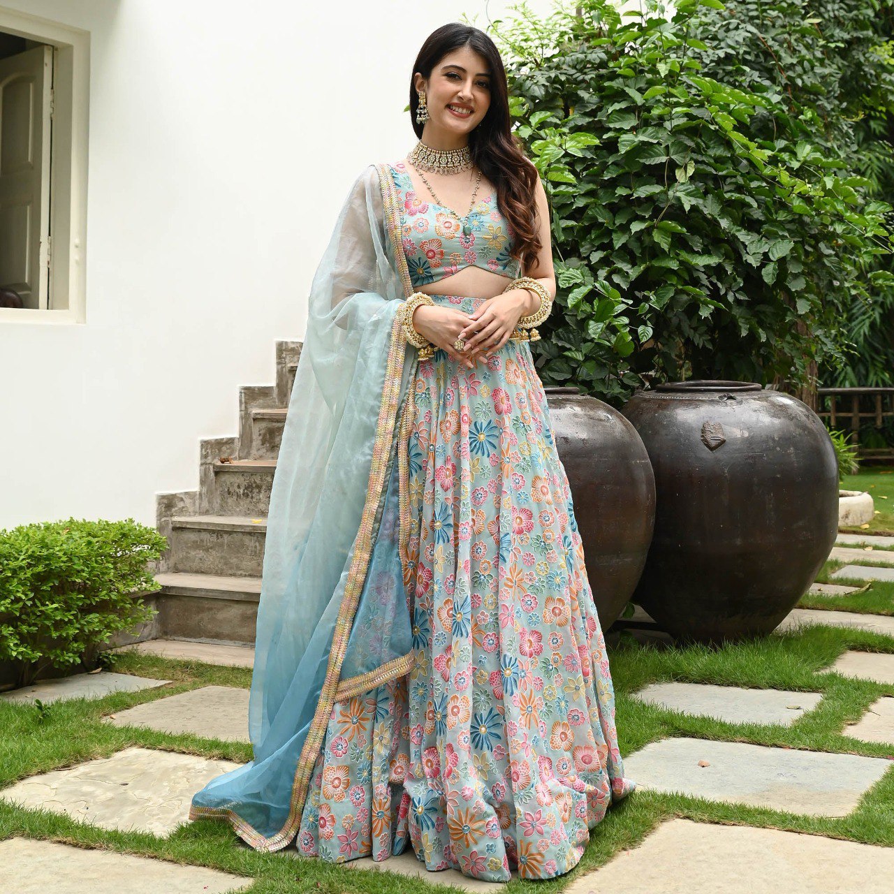 Buy Sea Green Lehenga Choli Online at Best Price