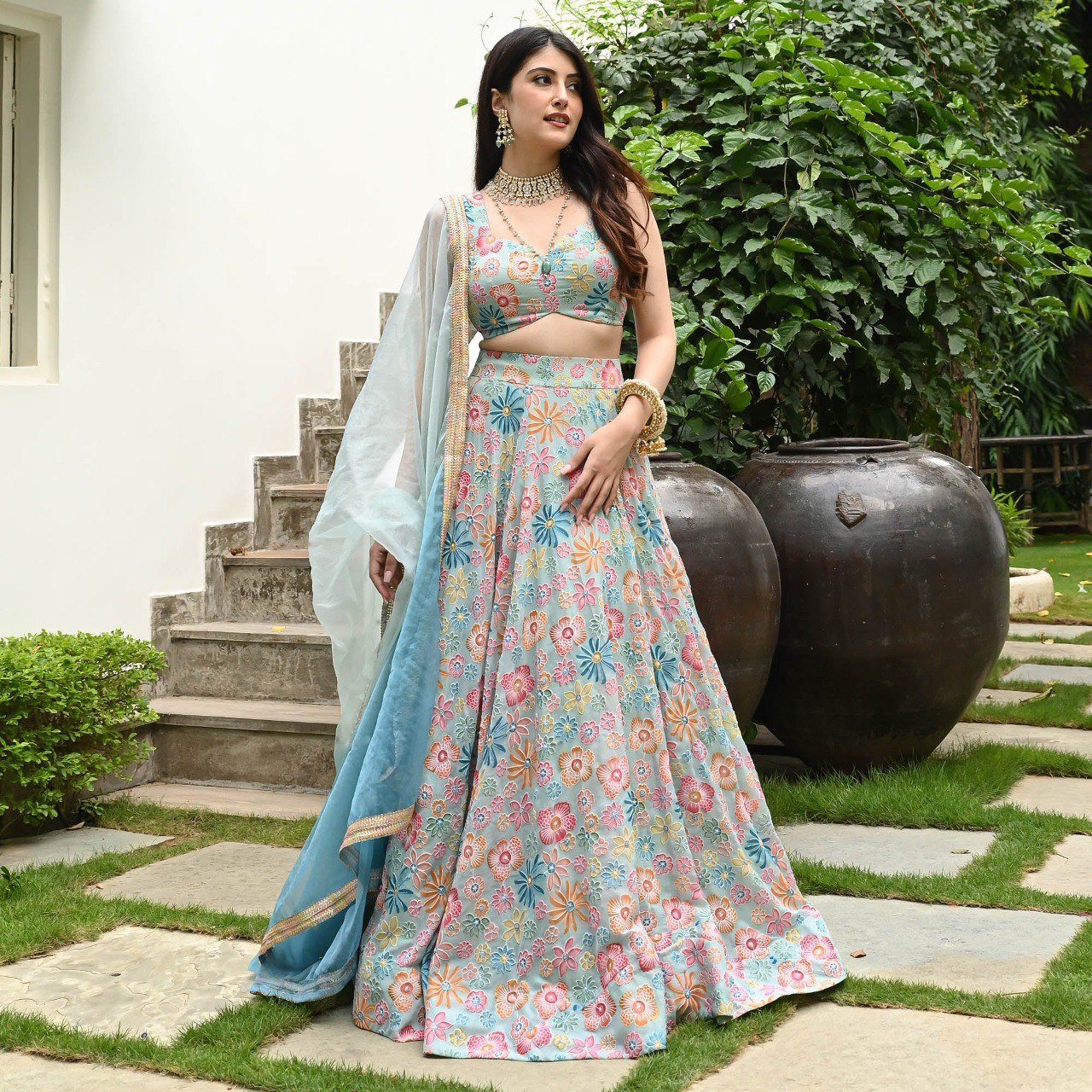 Buy Sea Green Lehenga Choli Online at Best Price