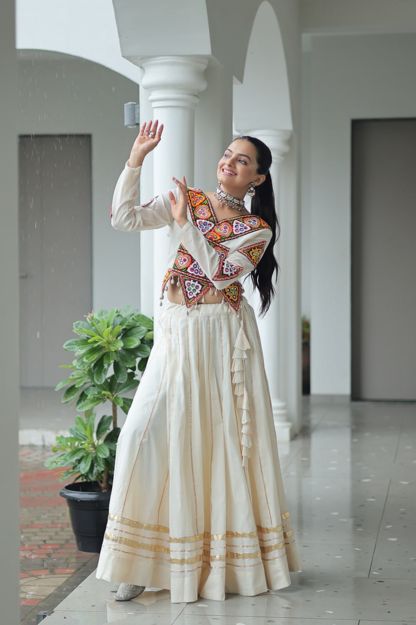 Kutchi-Embroidered Navratri Outfit Perfect Mirror Work Lehenga Set For Garba Nights