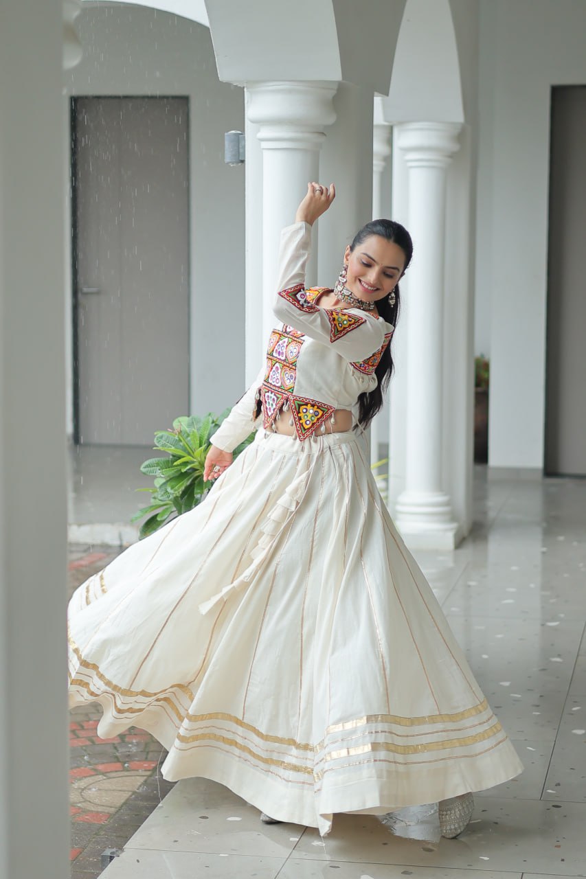 Kutchi-Embroidered Navratri Outfit Perfect Mirror Work Lehenga Set For Garba Nights