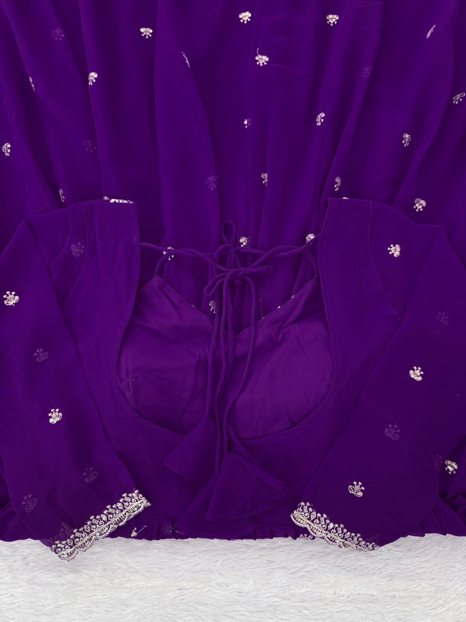 Designer Purple Faux Georgette Festive Wear Flared Stitched Anarkali Set For Women