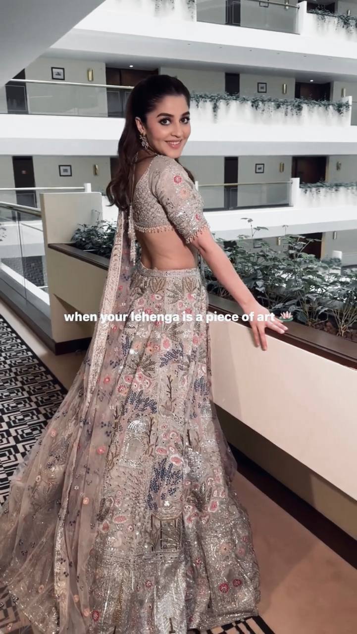 Stylish Silk Embroidered Party Wear Grey Lehenga Set with Heavy Thread Flair