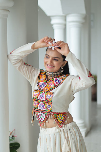 Kutchi-Embroidered Navratri Outfit Perfect Mirror Work Lehenga Set For Garba Nights