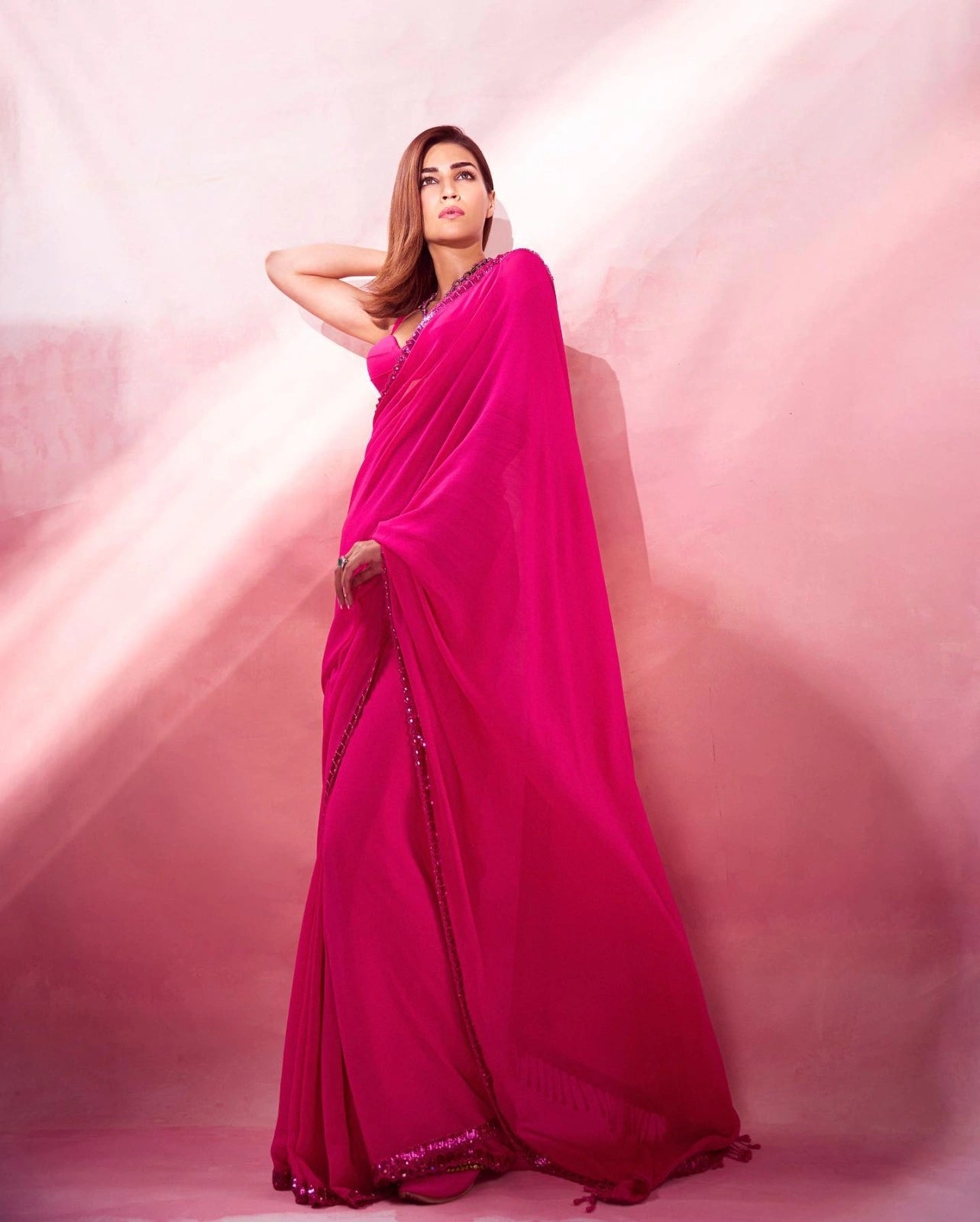 Kriti Sanon's rani pink saree