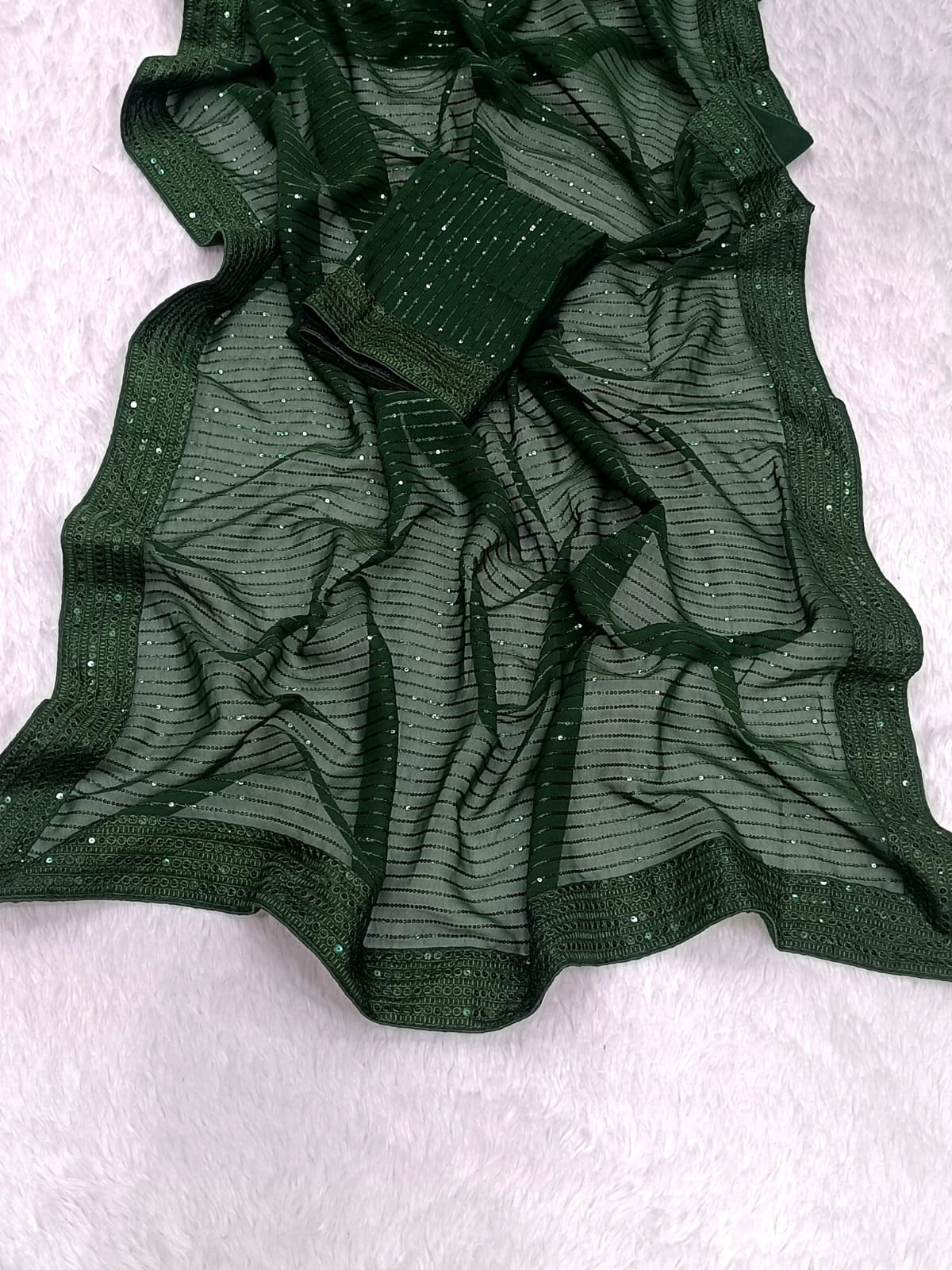 Buy Green Sequin Saree online in India