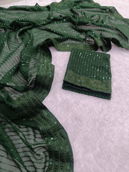 Buy Green Sequin Saree online in India