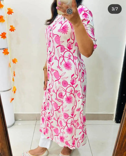 SUMMER SPECIAL PINK RAYON COTTON CO-ORD SET