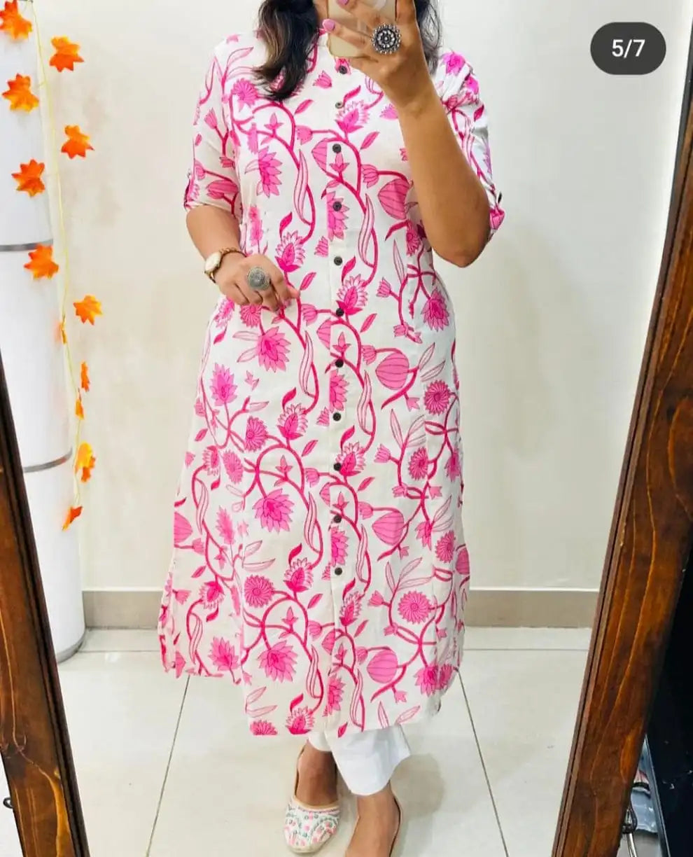 SUMMER SPECIAL PINK RAYON COTTON CO-ORD SET