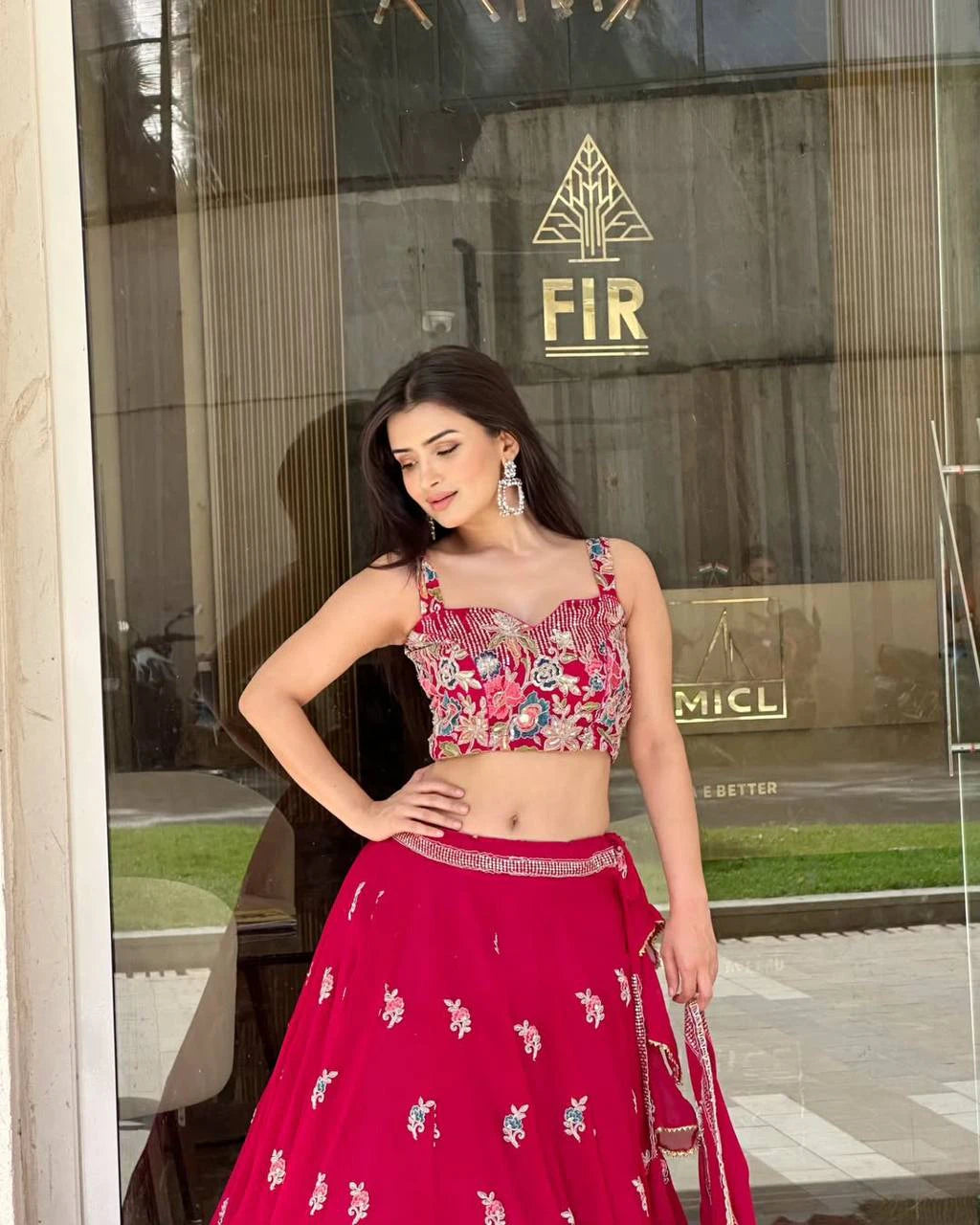 Rani Pink Chinon Silk Lehenga Choli with Thread and Sequin Work Traditional Indian Wedding Wear