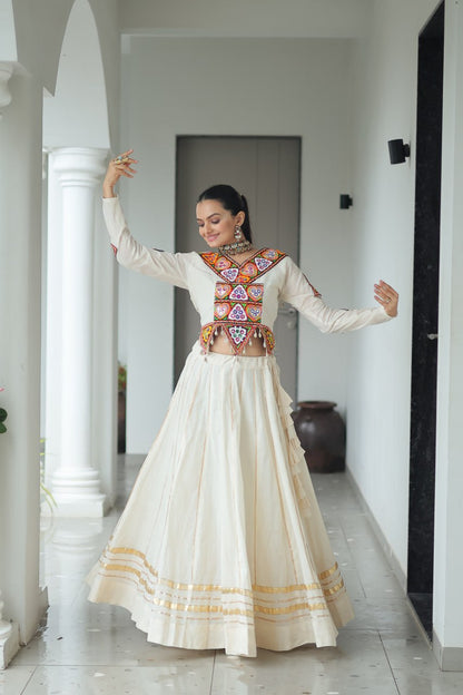 Kutchi-Embroidered Navratri Outfit Perfect Mirror Work Lehenga Set For Garba Nights