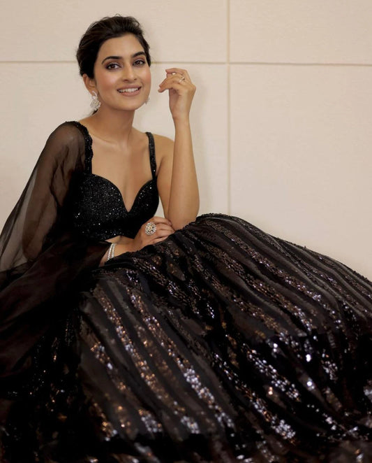 Black Georgette Designer Lehenga Choli with Sequin Work Traditional Indian Wedding Wear Bridal Ethnic Party Wear