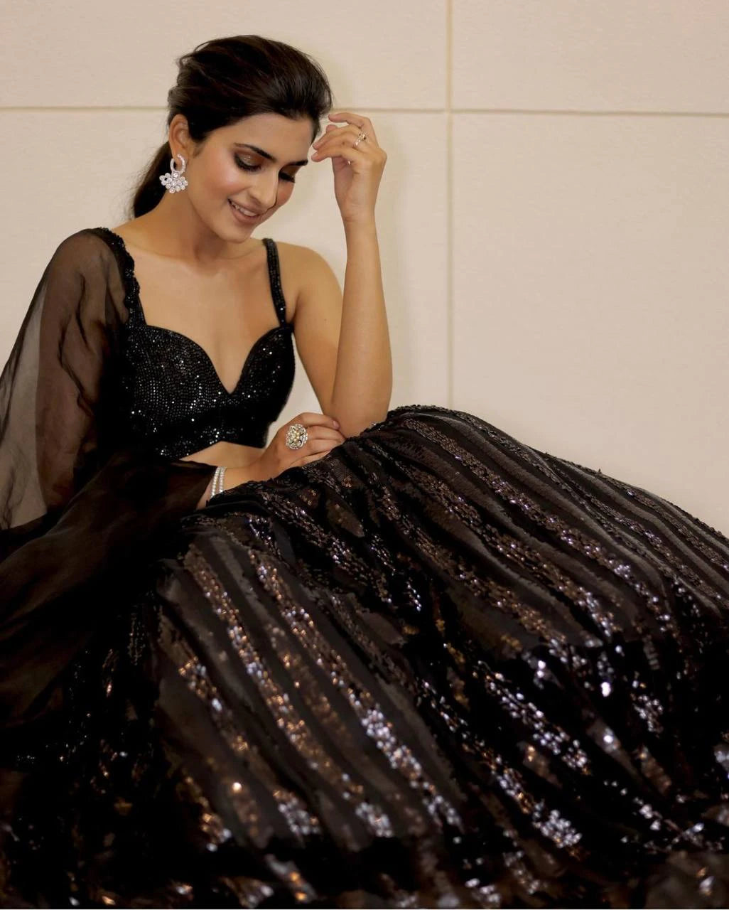 Black Georgette Designer Lehenga Choli with Sequin Work Traditional Indian Wedding Wear Bridal Ethnic Party Wear