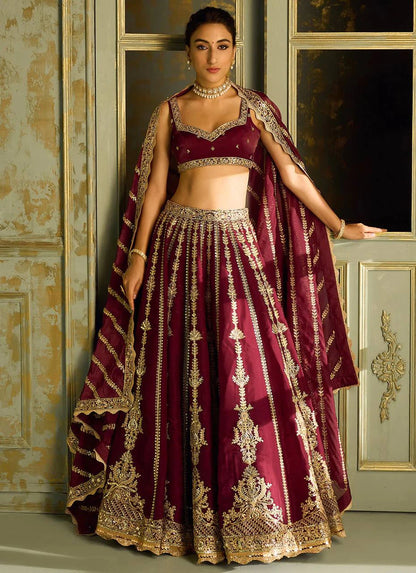 Maroon Kasturi Silk Designer Lehenga Choli with Traditional Indian Wedding Wear Bridal Ethnic Zari Sequins
