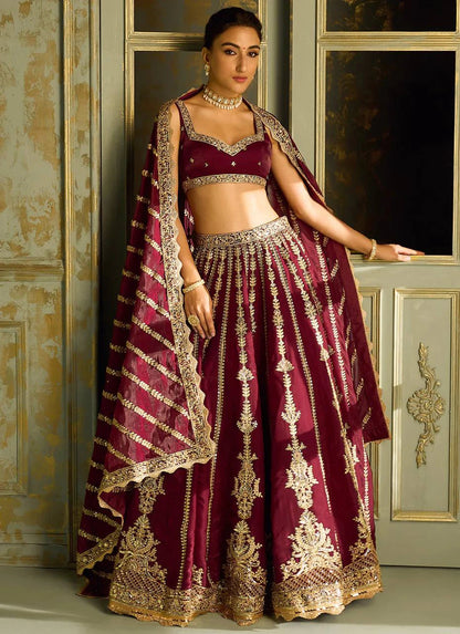Maroon Kasturi Silk Designer Lehenga Choli with Traditional Indian Wedding Wear Bridal Ethnic Zari Sequins