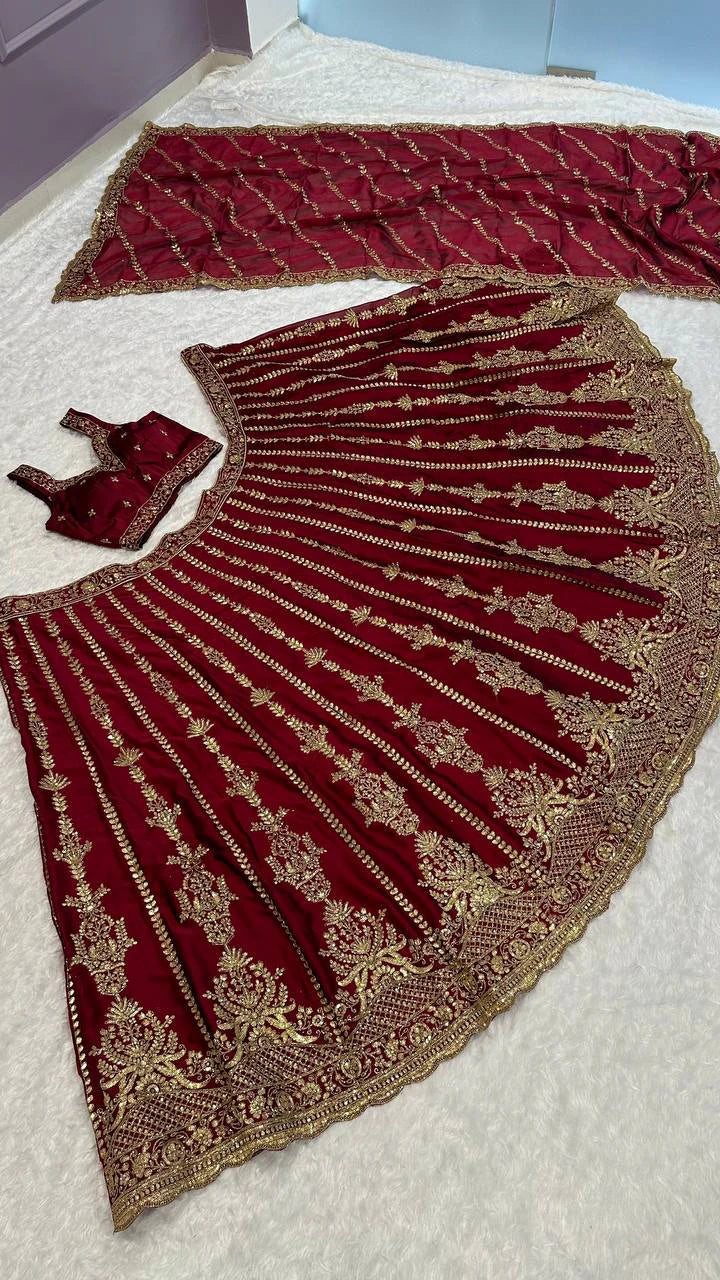 Maroon Kasturi Silk Designer Lehenga Choli with Traditional Indian Wedding Wear Bridal Ethnic Zari Sequins