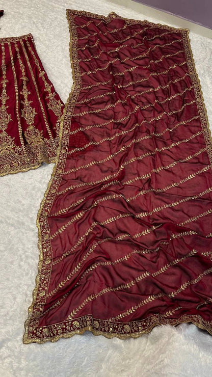 Maroon Kasturi Silk Designer Lehenga Choli with Traditional Indian Wedding Wear Bridal Ethnic Zari Sequins