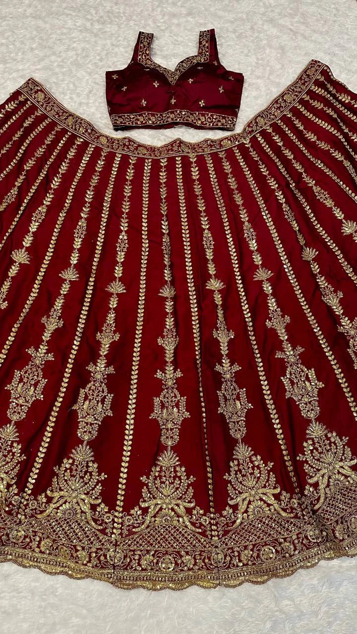 Maroon Kasturi Silk Designer Lehenga Choli with Traditional Indian Wedding Wear Bridal Ethnic Zari Sequins