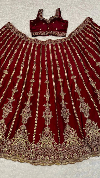 Maroon Kasturi Silk Designer Lehenga Choli with Traditional Indian Wedding Wear Bridal Ethnic Zari Sequins