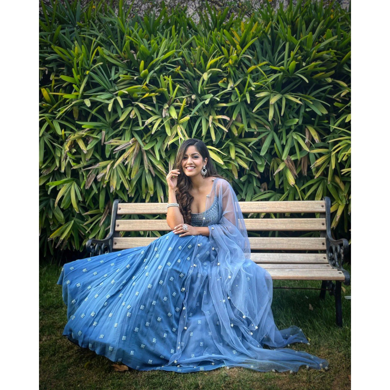 Blue Faux Georgette Lehenga Choli with Embroidered Dupatta