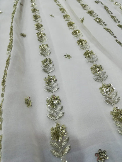 Elegant Off White Georgette Lehenga Choli with Sequined Border Dupatta
