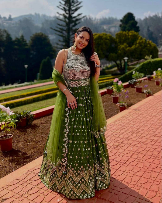 Stunning Georgette Lehenga Set with Sequins and Zari Work