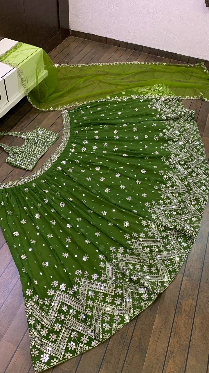 Stunning Georgette Lehenga Set with Sequins and Zari Work