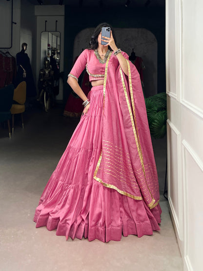 Lehenga that whispers culture – pure Chanderi, pure devotion