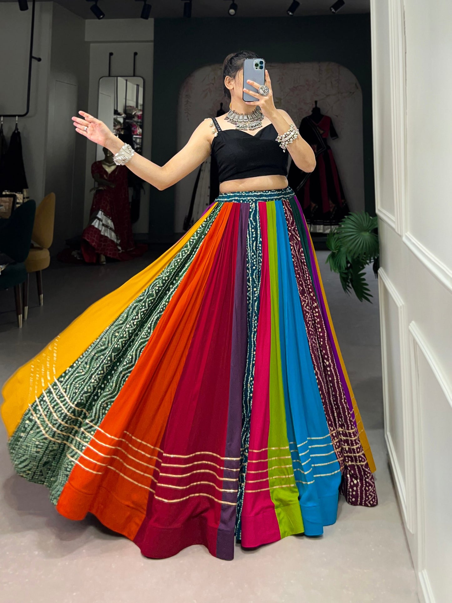 Rainbow Navratri Special Flared Lehenga Choli