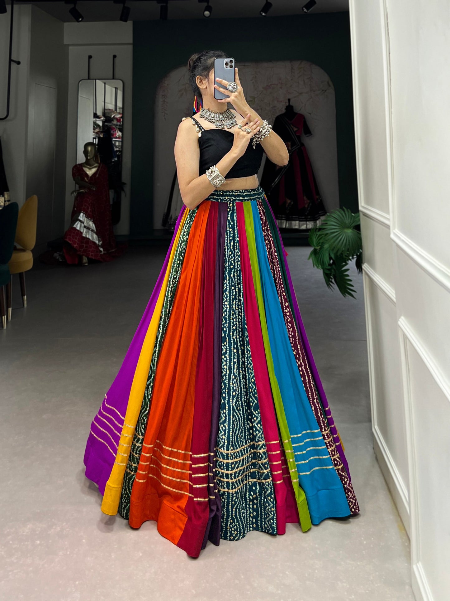 Rainbow Navratri Special Flared Lehenga Choli