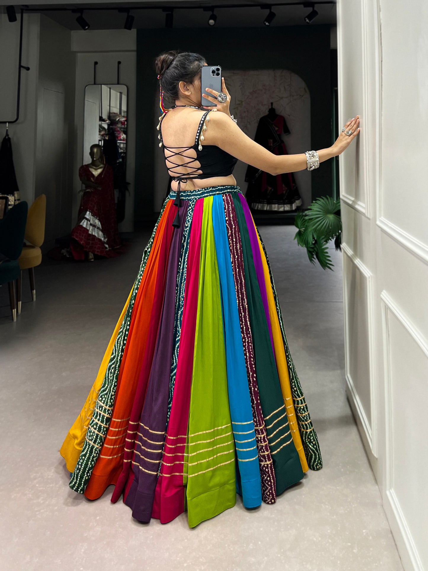 Rainbow Navratri Special Flared Lehenga Choli